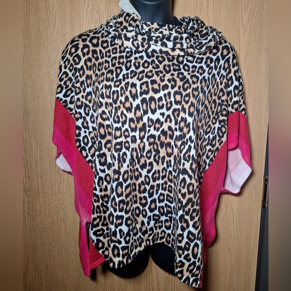 Chico's Leopard Print Poncho Sweater